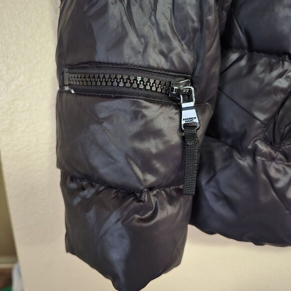 Andrew Marc Women’s Large Black 650 Fill Down Removable Hood Puffer Coat Jacket - Picture 11 of 16